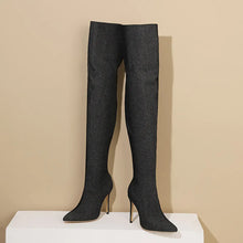 画像をギャラリービューアに読み込む, Winter Over The Knee Denim Women Boots