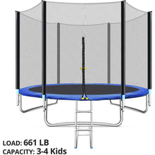 Load image into Gallery viewer, 10 FT Outdoor Fitness Trampoline with Safe Enclosure Net, 661 lbs Capacity for 3-4 Kids - slvhasitall