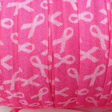 Load image into Gallery viewer, 100pcs Breast Cancer Awareness Printed Knotted Elastic Hair Ponytail Holder. Bracelet - slvhasitall