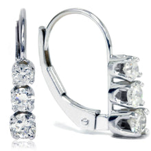 Load image into Gallery viewer, 1 2ct 3 Stone Diamond Earrings 14K White Gold