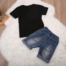 Load image into Gallery viewer, MAMA"S BOY Top+Denim Shorts Pants Outfit Set