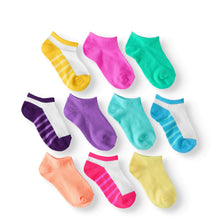 Load image into Gallery viewer, Wonder Nation Girls No Show Socks 10-Pack, Sizes S-L