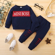 Load image into Gallery viewer, Infant Baby Boy 2PCS Outfits Letter Print Long Sleeve Tops Ripped Pants Set