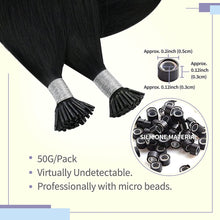 Load image into Gallery viewer, I Tip Hair Extensions Remy Human Hair 24 inch Jet Black