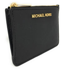 Load image into Gallery viewer, Michael Kors Jet Set Travel Small Top Zip Leather Coin Pouch / Wallet - Black