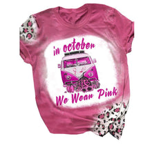 Load image into Gallery viewer, October We Wear Pink Print Ribbons Breast Cancer Awareness Short Sleeve Blouses for Women