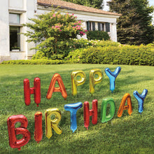 Load image into Gallery viewer, Way To Celebrate! Deluxe Multi Color "Happy Birthday" Balloon Yard Stake Decoration