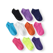 Load image into Gallery viewer, Wonder Nation Girls No Show Socks 10-Pack, Sizes S-L