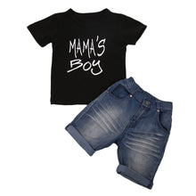 Load image into Gallery viewer, MAMA"S BOY Top+Denim Shorts Pants Outfit Set
