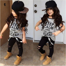 Load image into Gallery viewer, Fashion Girls Clothes Short Sleeve Tops Leggings Pants Outfits 2-7T