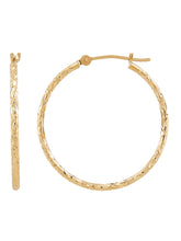 Load image into Gallery viewer, Brilliance Fine Jewelry 10K Yellow Gold Hollow Round Diamond-Cut Hoop Earrings