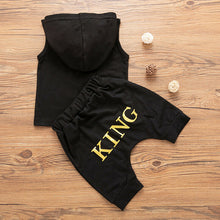 Load image into Gallery viewer, King Boy Sleeveless Hooded Tops+Shorts Outfits Set