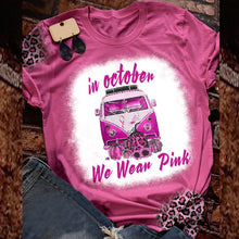 Load image into Gallery viewer, October We Wear Pink Print Ribbons Breast Cancer Awareness Short Sleeve Blouses for Women