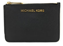 Load image into Gallery viewer, Michael Kors Jet Set Travel Small Top Zip Leather Coin Pouch / Wallet - Black