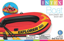 Load image into Gallery viewer, Intex Explorer 300 Compact Inflatable Fishing 3 Person Raft Boat with Pump & Oars