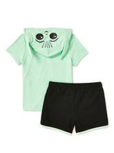 Load image into Gallery viewer, Star Wars Baby Yoda To Cute Girls Cosplay Hood and Shorts 2-Piece Outfit