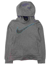 Load image into Gallery viewer, Nike Therma Girls Gray & Aqua Blue Hoodie Sweatshirt