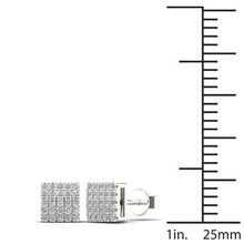 画像をギャラリービューアに読み込む, Anygolds 0.15ctw Diamond Men's Square Stud Ice Cube Earrings