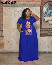 Load image into Gallery viewer, FAGADOER Casual Print Loose Floor Women Lapel Pockets Short Sleeve Robe Dresses - slvhasitall