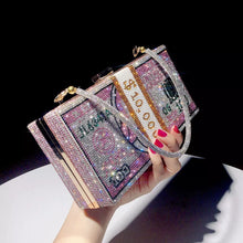 画像をギャラリービューアに読み込む, Diamond Rhinestone Bling Money Clutch Handbags