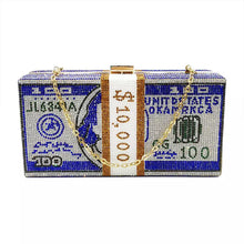 画像をギャラリービューアに読み込む, Diamond Rhinestone Bling Money Clutch Handbags