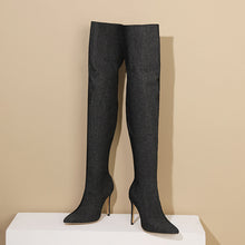 画像をギャラリービューアに読み込む, Winter Over The Knee Denim Women Boots