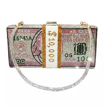 画像をギャラリービューアに読み込む, Diamond Rhinestone Bling Money Clutch Handbags