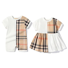 Load image into Gallery viewer, Newborn Baby Boy Girls Plaid Romper Dress Cotton Short Sleeve Outfit