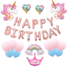 Load image into Gallery viewer, Cerem Happy Birthday Party Decorations Unicorn Balloon Banner Light-Pink Set