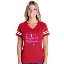 Load image into Gallery viewer, Womens Fight Breast Cancer Football V-Neck T-Shirt - slvhasitall