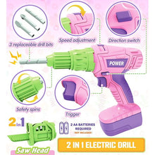 画像をギャラリービューアに読み込む, Kids Pink Tool Set with Electric Toy Drill