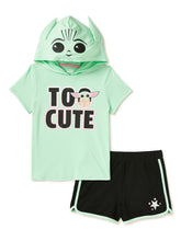 Load image into Gallery viewer, Star Wars Baby Yoda To Cute Girls Cosplay Hood and Shorts 2-Piece Outfit