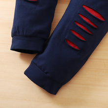 Load image into Gallery viewer, Infant Baby Boy 2PCS Outfits Letter Print Long Sleeve Tops Ripped Pants Set