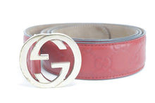 画像をギャラリービューアに読み込む, Gucci ssima Belt Red Embossed Leather