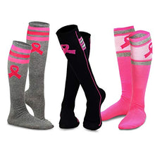 Load image into Gallery viewer, TeeHee Breast Cancer Awareness Cotton Knee High Socks