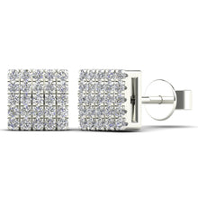 画像をギャラリービューアに読み込む, Anygolds 0.15ctw Diamond Men's Square Stud Ice Cube Earrings