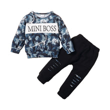 Load image into Gallery viewer, Newborn Baby Boy 2PCS Long Sleeve Letter Print Tops & Ripped Pants Set