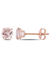 画像をギャラリービューアに読み込む, Miabella Women's 1 Carat T.G.W. Morganite 10kt Rose Gold Solitaire Stud Earrings