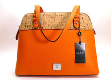 Load image into Gallery viewer, Ralph Lauren Hanway Orange & Cork Leather Handbag