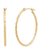 Load image into Gallery viewer, Brilliance Fine Jewelry 10K Yellow Gold Hollow Round Diamond-Cut Hoop Earrings
