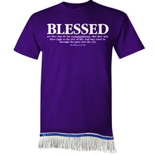 Load image into Gallery viewer, Hebrew Israelite T Shirt with Fringes, Blessed - X Nation Brand - 12 Tribes Garments