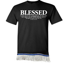 Load image into Gallery viewer, Hebrew Israelite T Shirt with Fringes, Blessed - X Nation Brand - 12 Tribes Garments