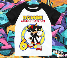 Load image into Gallery viewer, Handmade Sonic Inspired Birthday Shadow Custom short Sleeve T Shirt