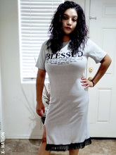 Load image into Gallery viewer, X Nation Hebrew Israelite Women's Blessed T Shirt Dress, with Fringes