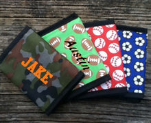 Load image into Gallery viewer, PERSONALIZED WALLETS Sports, Camouflage, Soccer, Baseball, Football, Basketball For Kids