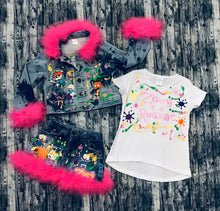 Load image into Gallery viewer, Minnie Mouse Inspired fuzzy 3 Piece Denim Set. Please Read Description Below On How To Place Your Order.