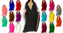 Load image into Gallery viewer, Women Spring Black And Gold Free Size Kaftan Maxi Dress With All Color