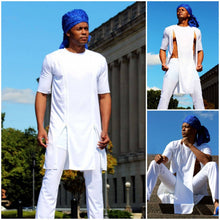 Load image into Gallery viewer, Men's White 2pc Zipped Tunic Set