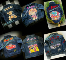 Load image into Gallery viewer, Personalized Cartoons Logos Names Customized Denim Baby Toddler Kids Jean Jacket For Boys Girls