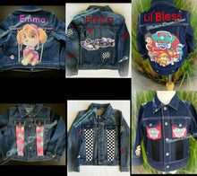 Load image into Gallery viewer, Personalized Cartoons Logos Names Customized Denim Baby Toddler Kids Jean Jacket For Boys Girls